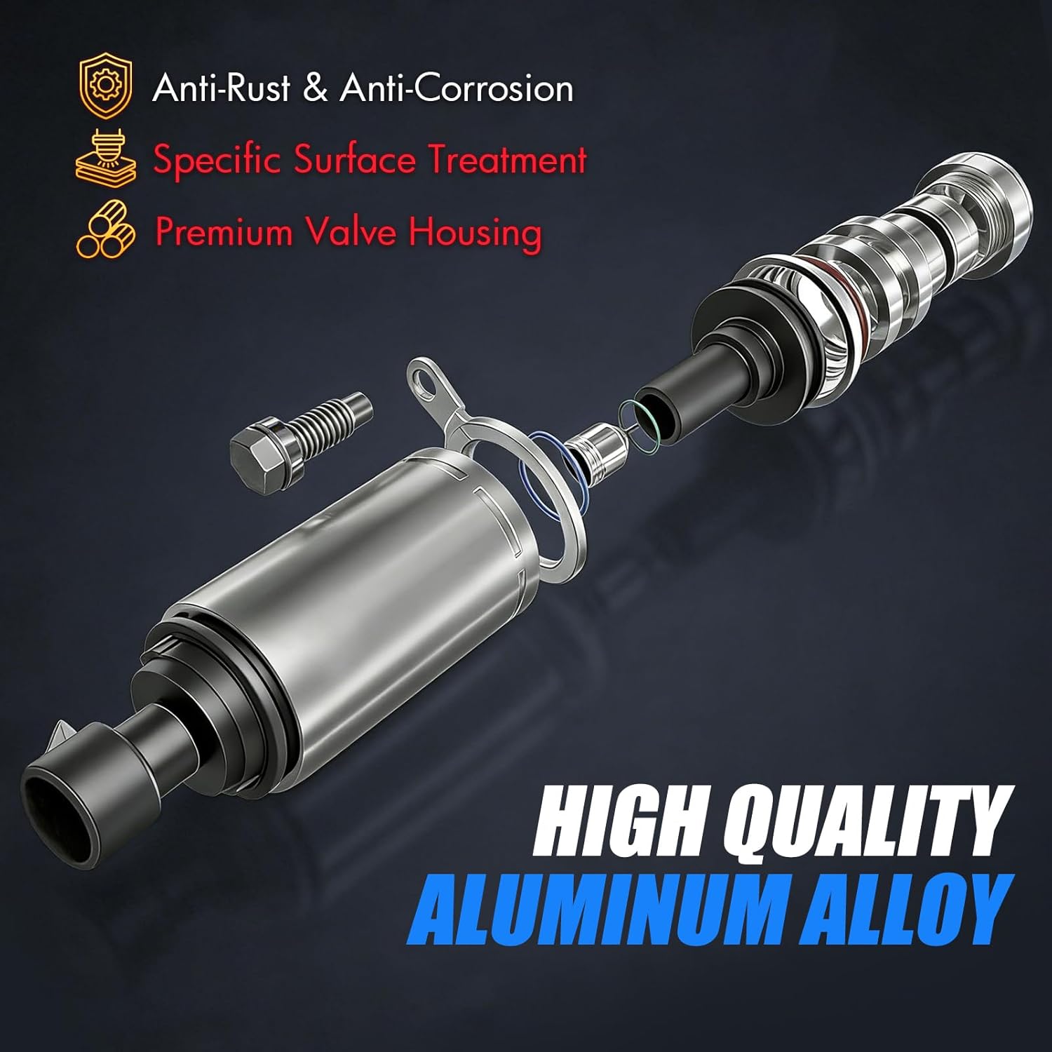 Sorghum Engine Variable Valve Timing Solenoid Front Spool Valve Assembly VVT Solenoid Compatible with Honda RDX 13-15 Accord 08-12 Odyssey 08-17 Pilot 09-15 Replace# 15810R70A03 15810R70A04 918-056