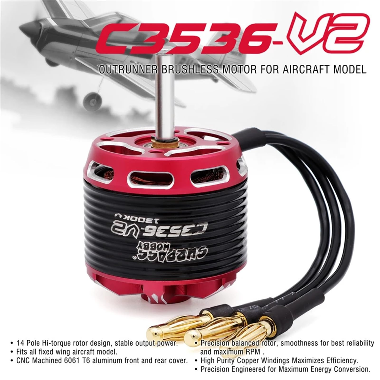 C3536 V2 1300KV Outrunner Brushless Motore Albero Diametro 4MM per RC Aereo Aereo Ala Fissa RC Drone