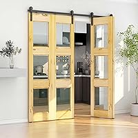 Vista 1 de TSMST Kit de riel de puerta corrediza de granero de doble pliegue de 8 pies/96 pulgadas para 4 puertas, kit de herrajes para puerta de granero