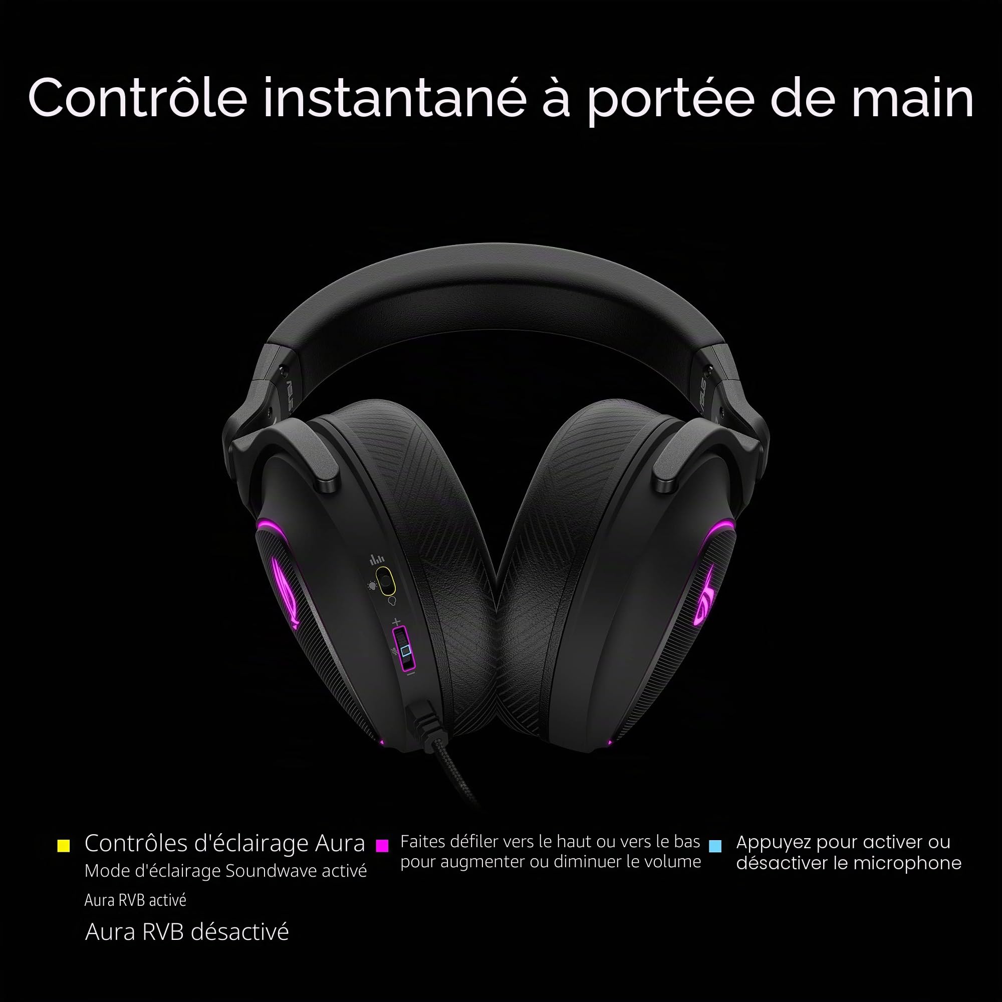 ASUS ROG Delta S Casque de Jeu avec USB-C | Microphone antibruit alimenté par IA | Casque Supra-auriculaire pour PC, Mac, Nintendo Switch et Sony PlayStation | Design Ergonomique, Noir