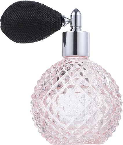 Botella atomizadora de perfume vintage de 3.4 fl oz, botella de spray de vidrio recargable con bolsa de aire para almacenamiento de perfumes,
