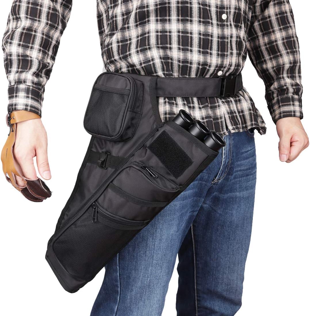 Kratarc 3-Tubes Hip Quiver Waist Hanged Camouflage Arrow Archery Carry Bag with Pockets Adjustable Belt (Black) : Sports & Outdoors