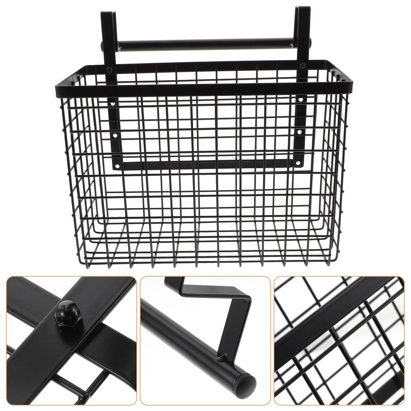Cesta Colgante de Acero al Carbono Negra para Verduras y Condimentos, Estante Multifunción para Armario de Cocina, Organizador de Puerta para Almacenamiento y Ahorro de Espacio