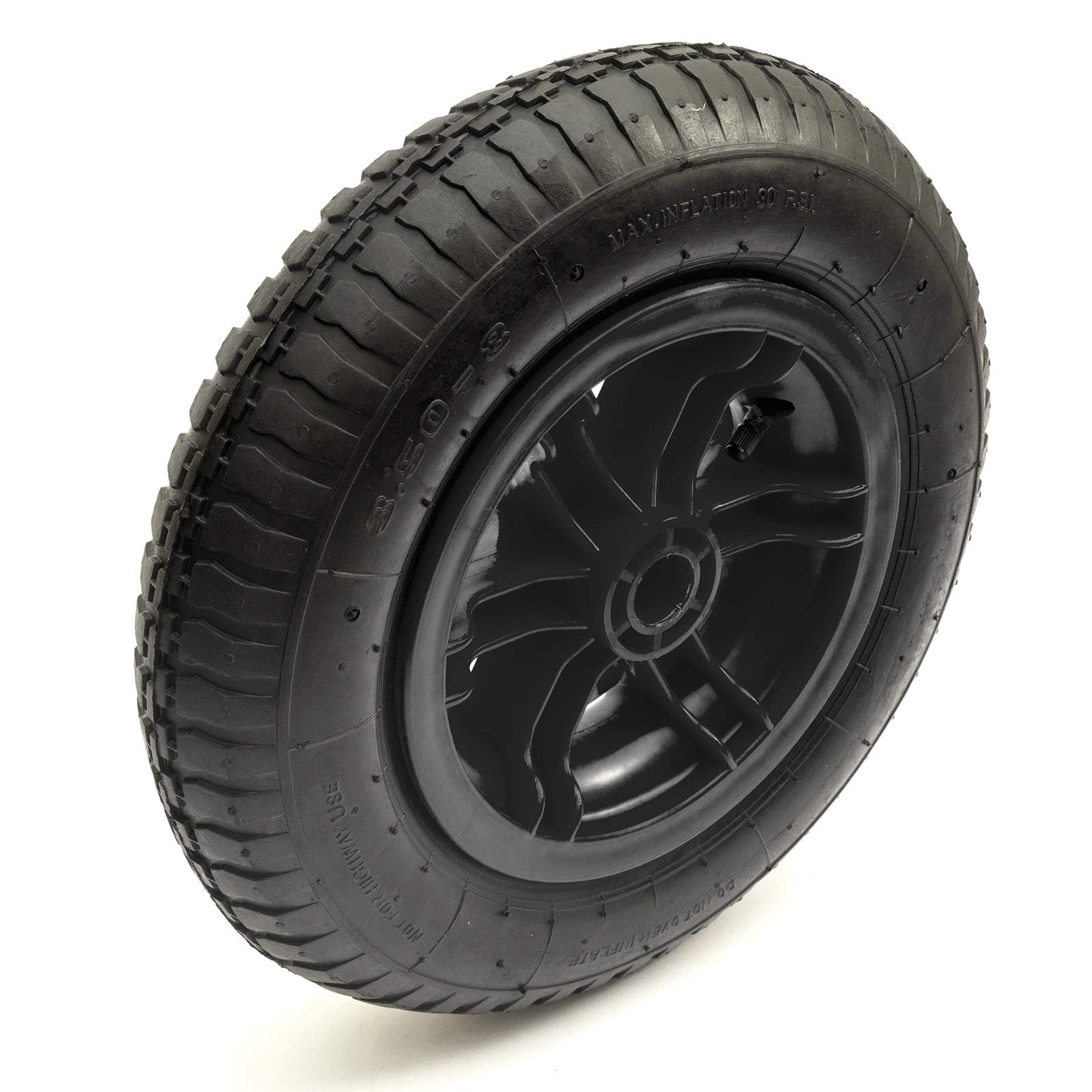 14 Inch 3.50-8 Black Spoked Wheel & Pneumatic Tyre & Inner Tube Wheelbarrow 8'' Rim