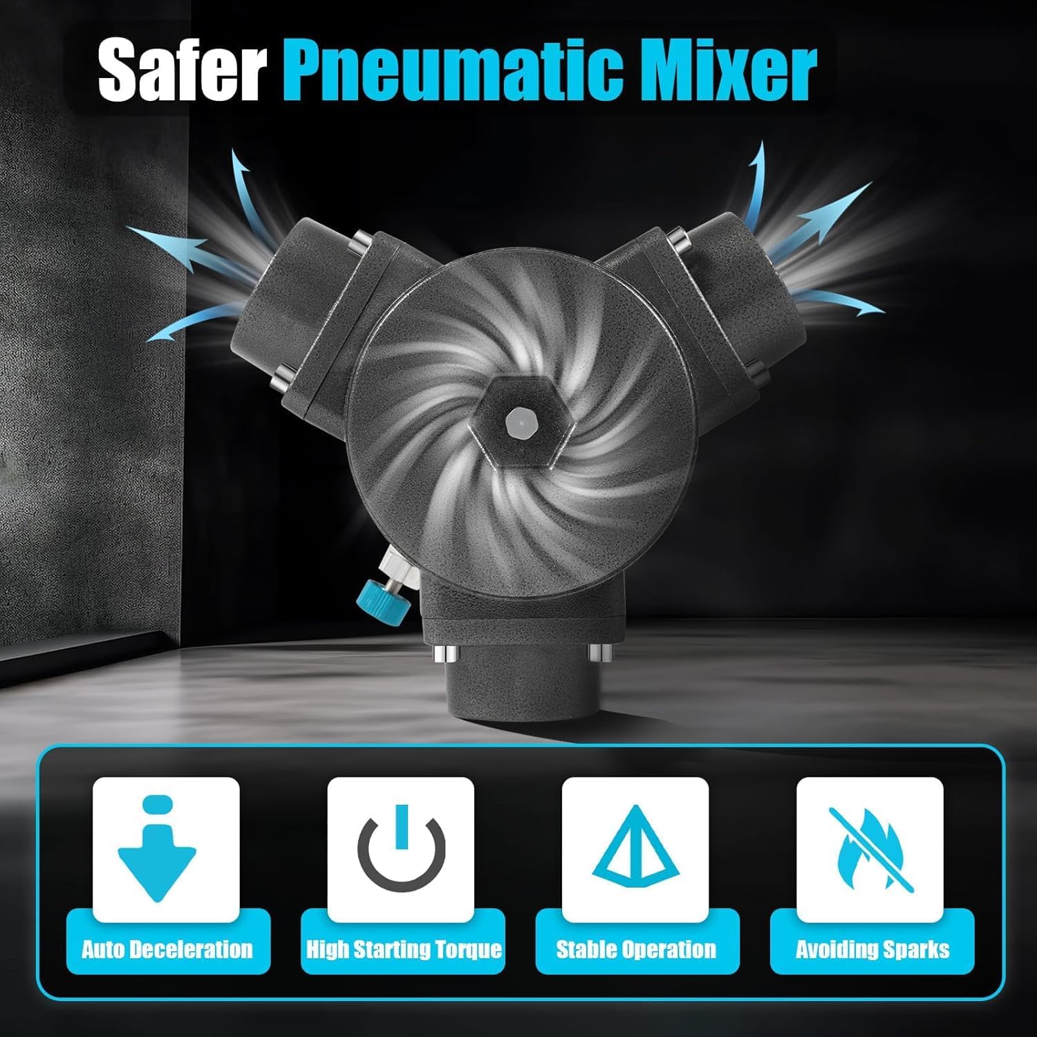 Pneumatic Mixer, 50 Gallon Pneumatic Automatic Paint Mixer,Tool Barrel Paint Mixer,50-2000rpm Stepless Speed