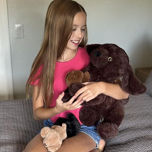 Vista 268 de Juego de 7 juguetes de peluche de dragón verde gigante de 21.7 pulgadas, animal de peluche con 4 bebés y 2 huevos, dinosaurios de peluche para niños