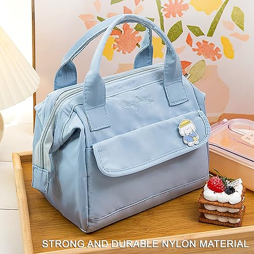 Miniatura 8 de Bolsa de almuerzo Kawaii, bolsa de picnic grande, bolsa aislada para calor o frío, bolsa de mano reutilizable, bonita lonchera estética para mujeres