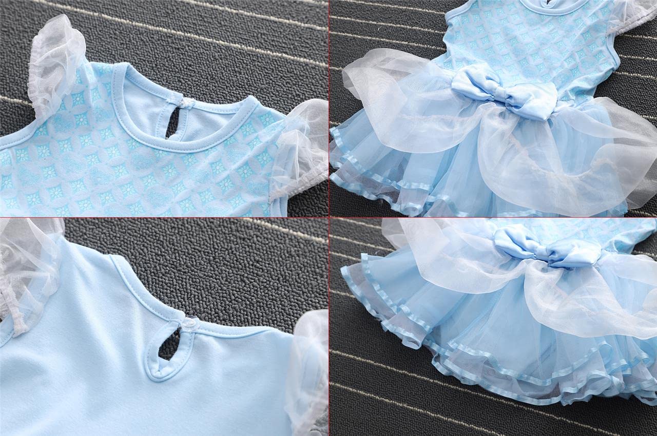 Lito Angels Baby Girls Princess Fancy Dress Up Costume Infant Bodysuit Romper with Bow Headband Age 3-6 Months, Blue 345 - Image 3