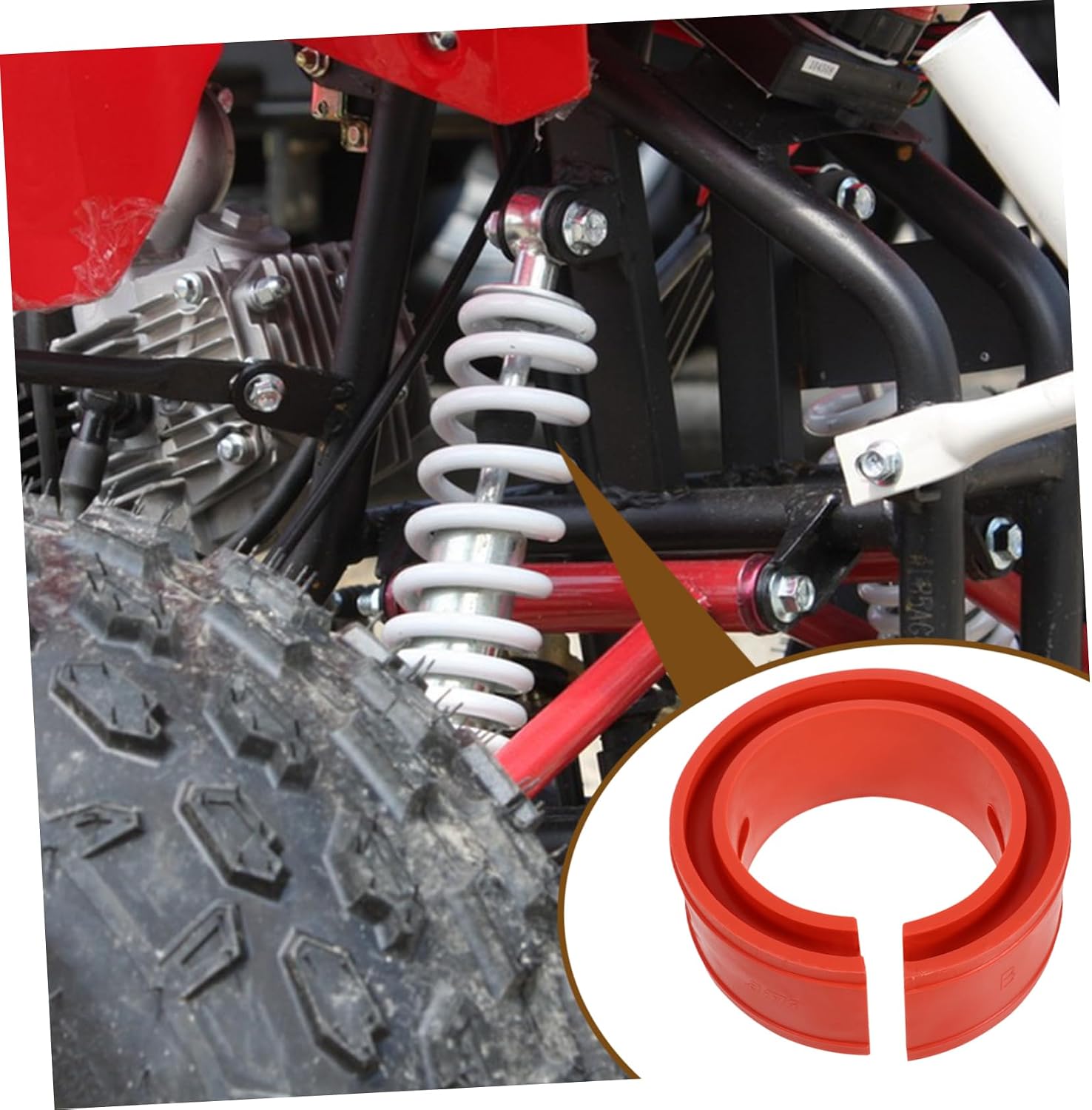 Alipis Car Shock Absorber Rubber Coil Spring Spacer Easy Install Bumper Cushion for Improved Driving Stability and Vibration Reduction Durable Red Spring Booster for Enhanced Suspension