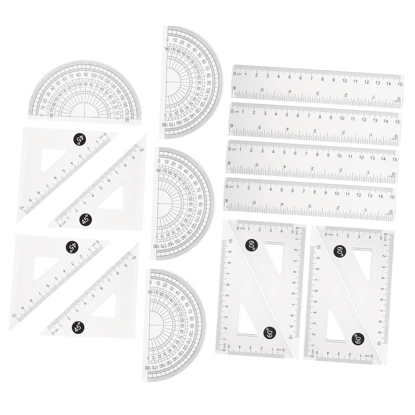 20sets Righelli Trasparenti Plastica Per Disegno Strumenti Di Misurazione Per Architetti Studenti e Designer Di Geometria Scala Nera