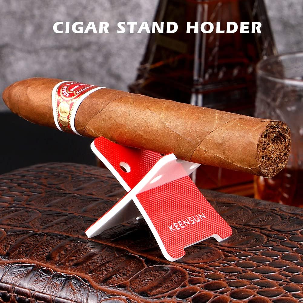 KEENSUN G10 Foldable Cigar Holder, Red and White Detachable Cigar Stand, Portable Cigar Travel Stand Rest, Comes with Luxurious Packaging is a Great Gift for Cigar Lovers image 4