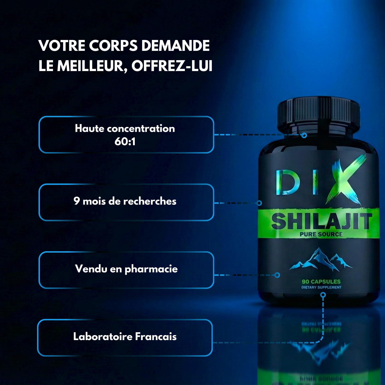 SHILAJIT Capsule D'Himalaya ✦ Haute Altitude ✦ Sans métaux lourds ✦ Sans contamination ✦ Riche en Oligo-élément ✦ Ratio 60:1 ✦ 100% naturel ✦ Sans Traitement Chimique ✦ Sans Gluten ✦
