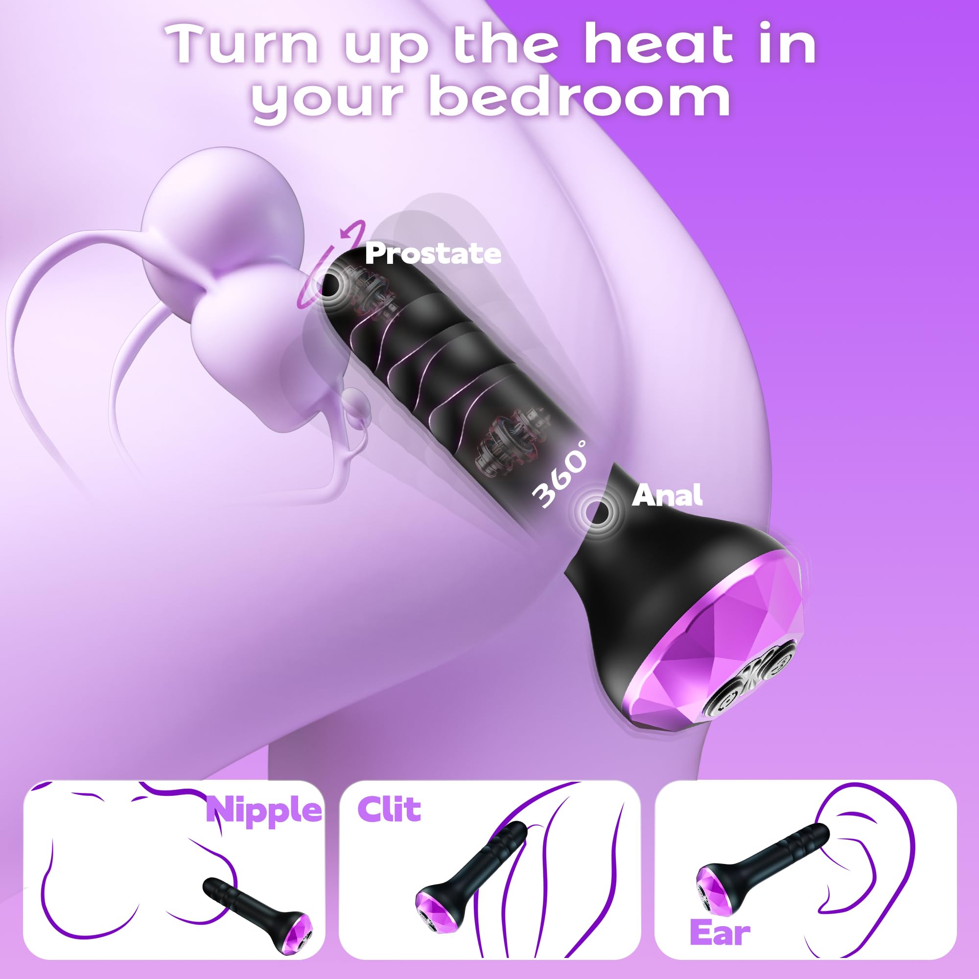 Vibrating Butt Plug Anal Toys, Prostate Massager with 10 Vibrating & Rotating Modes, Beginner-Friendly Anal Plug Sex Toys for Men & Women, 2 Motors Anal Dildo & G-Spot Vibrator Anal Beads Adult Toys: 4.53 Inch