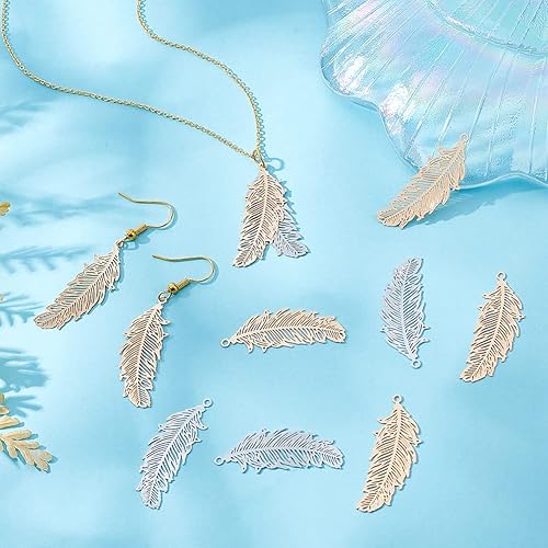 Miniatura 5 de DICOSMETIC Colgante de filigrana de plumas huecas para hacer joyas