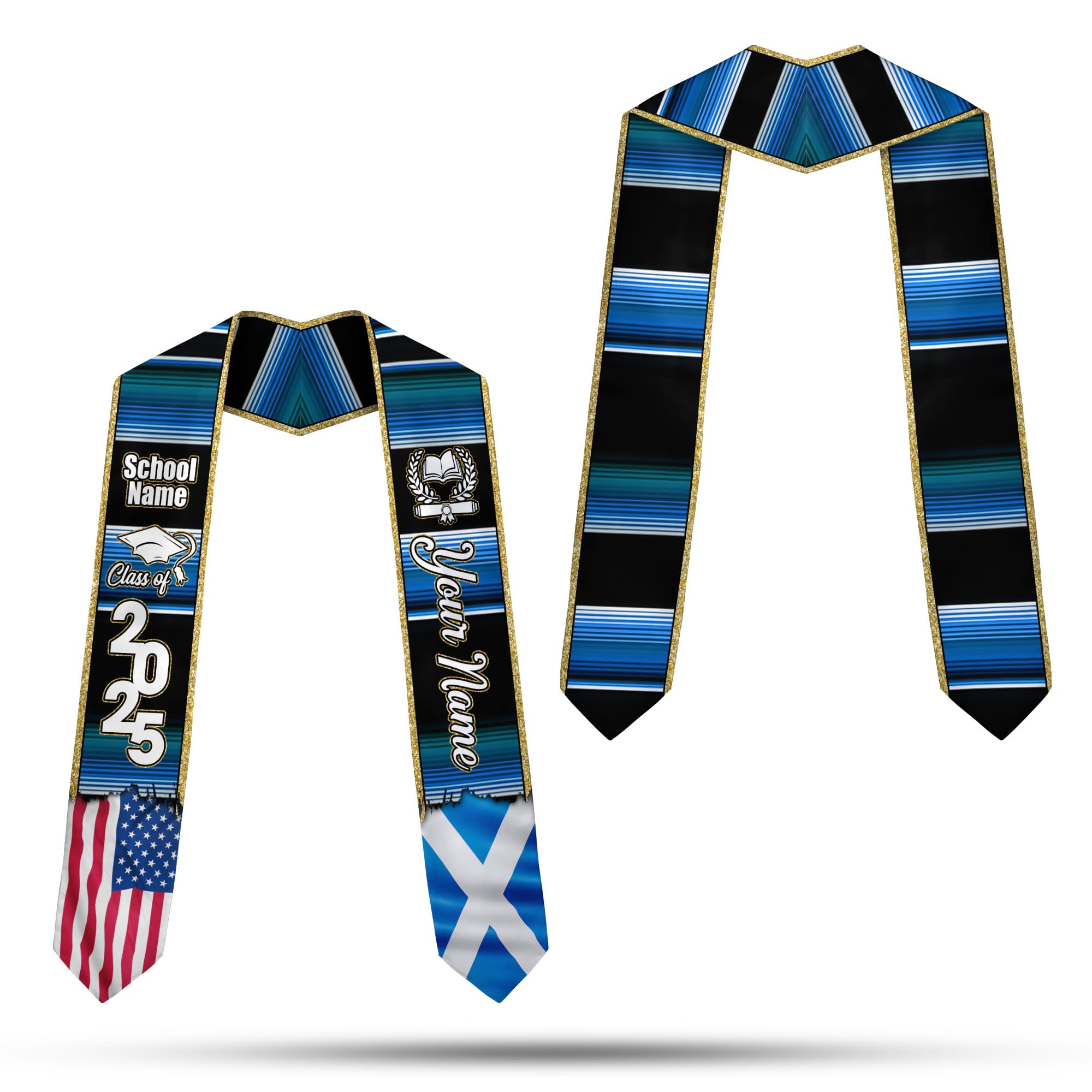 MonkeyVan Scotland Graduation Sash Custom Scotland American Flag Graduation Sash 2025 Scotland Graduation Stole Customize Scl5