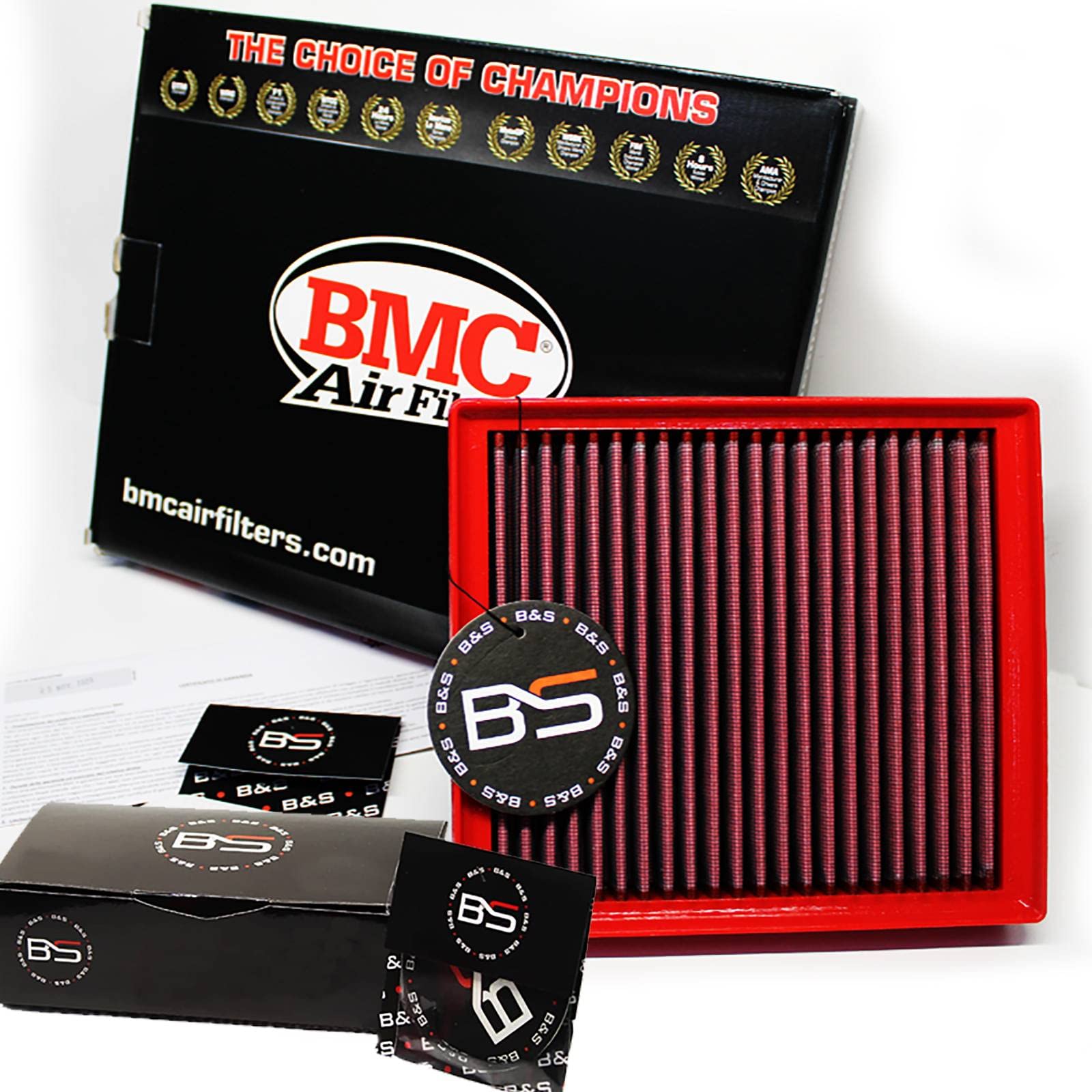 B&S Kit Filtro Aria Sportivo Aspirazione Rigenerabile Lavabile FB702/20 con Profumatore Interni