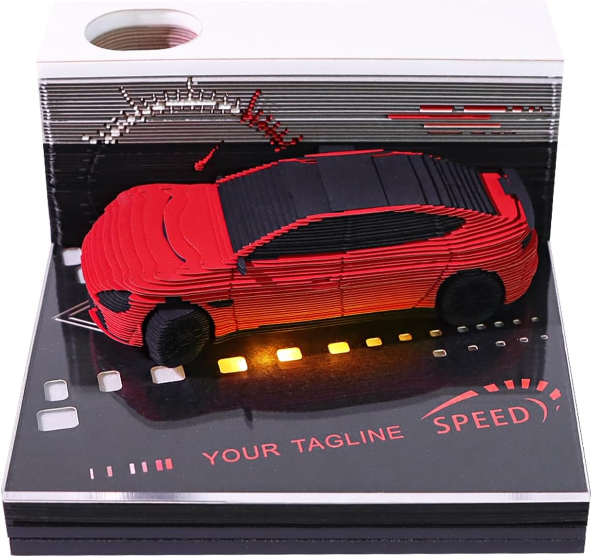 3D Calendar 2026,3D Memo Pad Time Piece Calendar 2026 Red Car Creative Tear Away Calendar Paper Carving Art Multi-Color DIY Note Unique Desk Decor