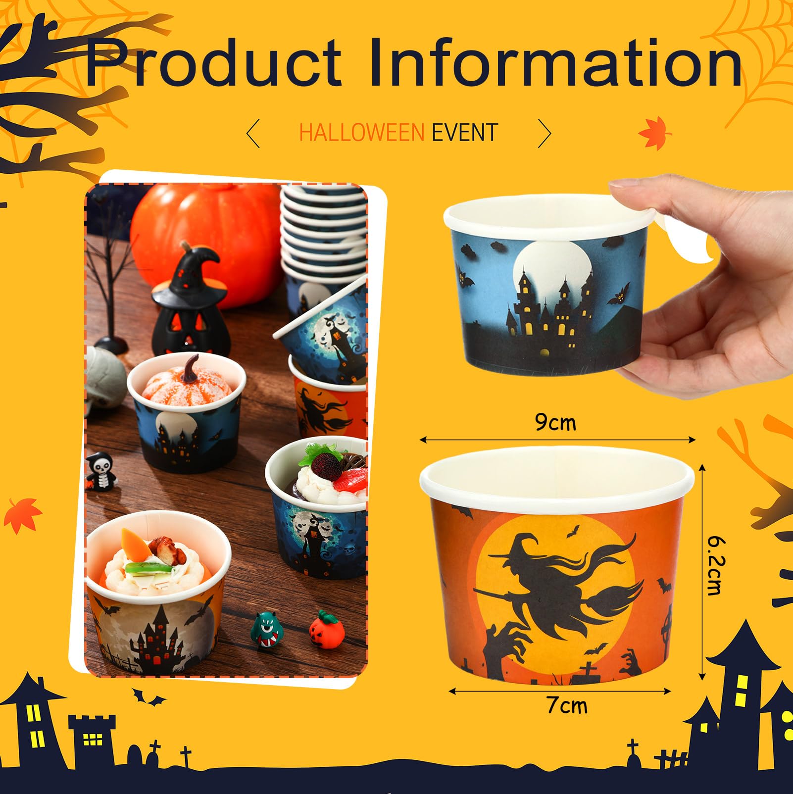 Amazon.co.jp: Umigy 200個 ハロウィンスナックカップ 使い捨て