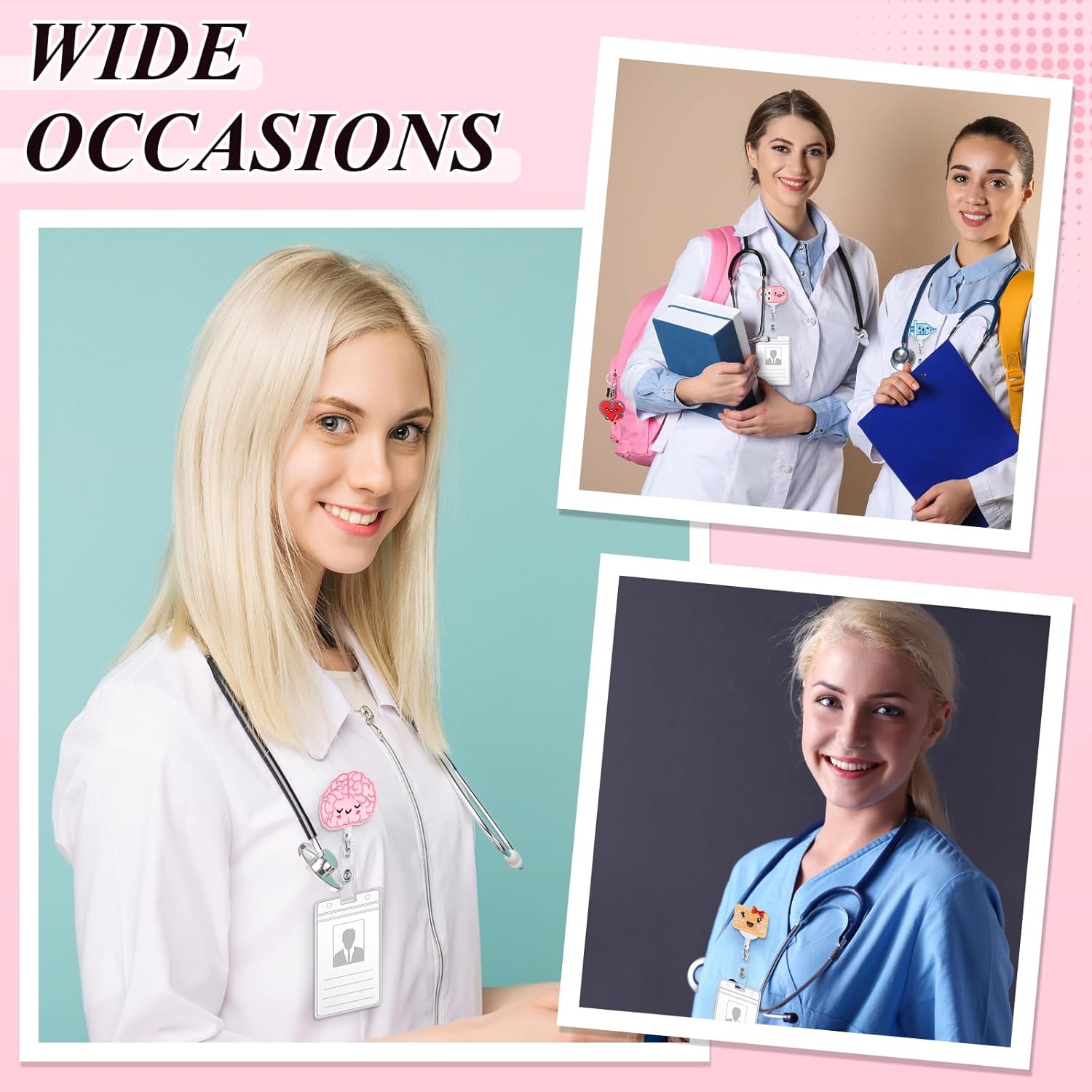 Henoyso 60 Pcs Nurses Week Gifts Bulk 2026 for Women, CNA RN Nursing Appreciation Gifts Bulk, Retractable Badge Reel Nurse Keychain for Nurses Student Doctor Graduation (Vibrant)