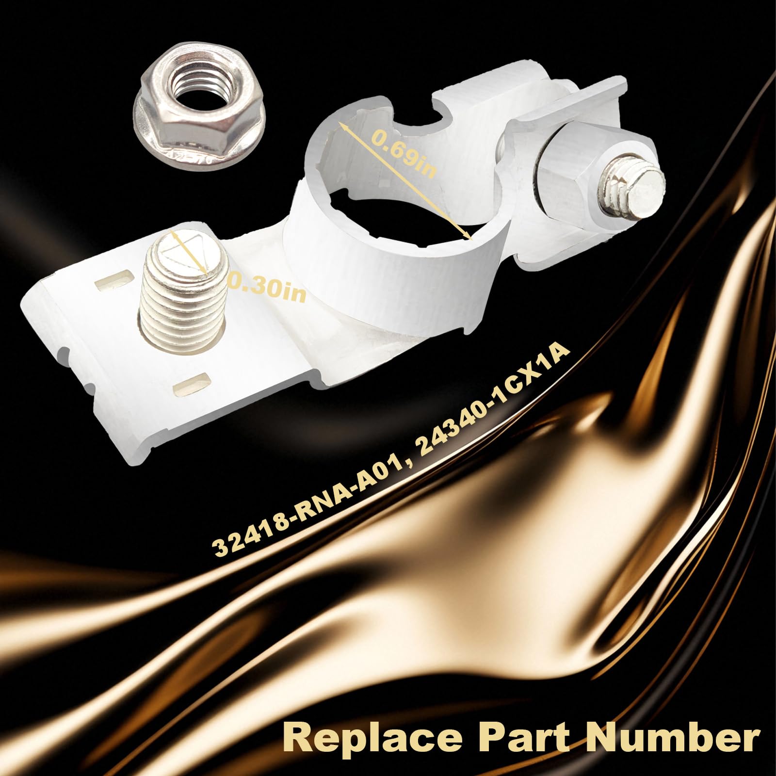 Terminal de batería positivo con tuerca compatible con Honda Civic 2006-2015 Acura ILX 2013-2015 MDX 2014-2015 Nissan Z 2023-2024 Reemplazo # 32418-RNA-A01