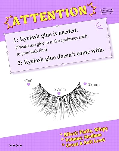 Miniatura 2 de Onlyall Pestañas naturales, pestañas postizas de aspecto natural, pestañas postizas acampanadas, pestañas postizas suaves y esponjosas, 7 pares D12,