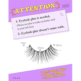 Onlyall Natural Lashes Wispy Lashes Natural Look False Eyelashes Natural Flared Eyelashes False Eye Lashes Soft Fluffy Lashes 7 Pairs D12 Flirty-13mm