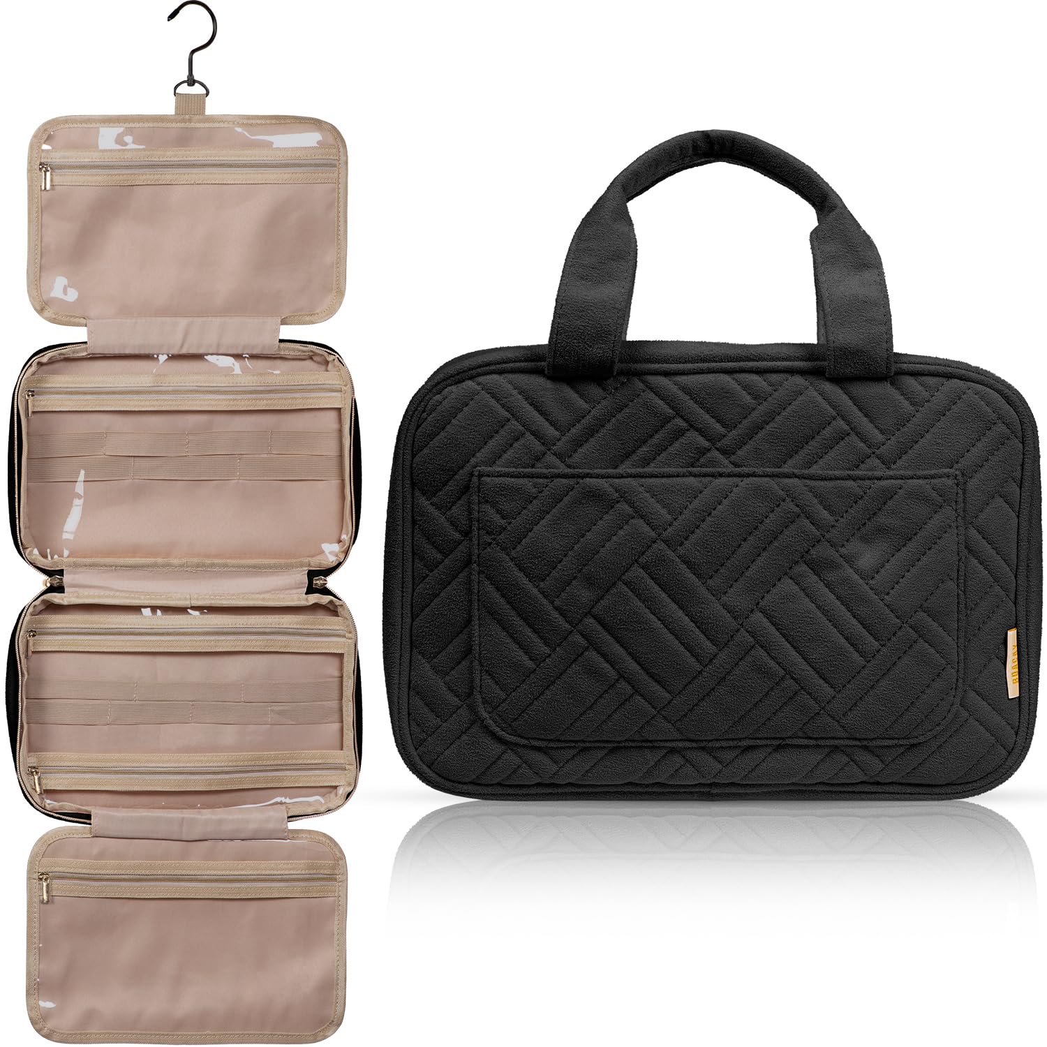 BOACAY Hanging Travel Toiletry Bag for Women Makeup Bag Bathroom Shower Organizer Kit for Accessories Cosmetics Travel Essentials