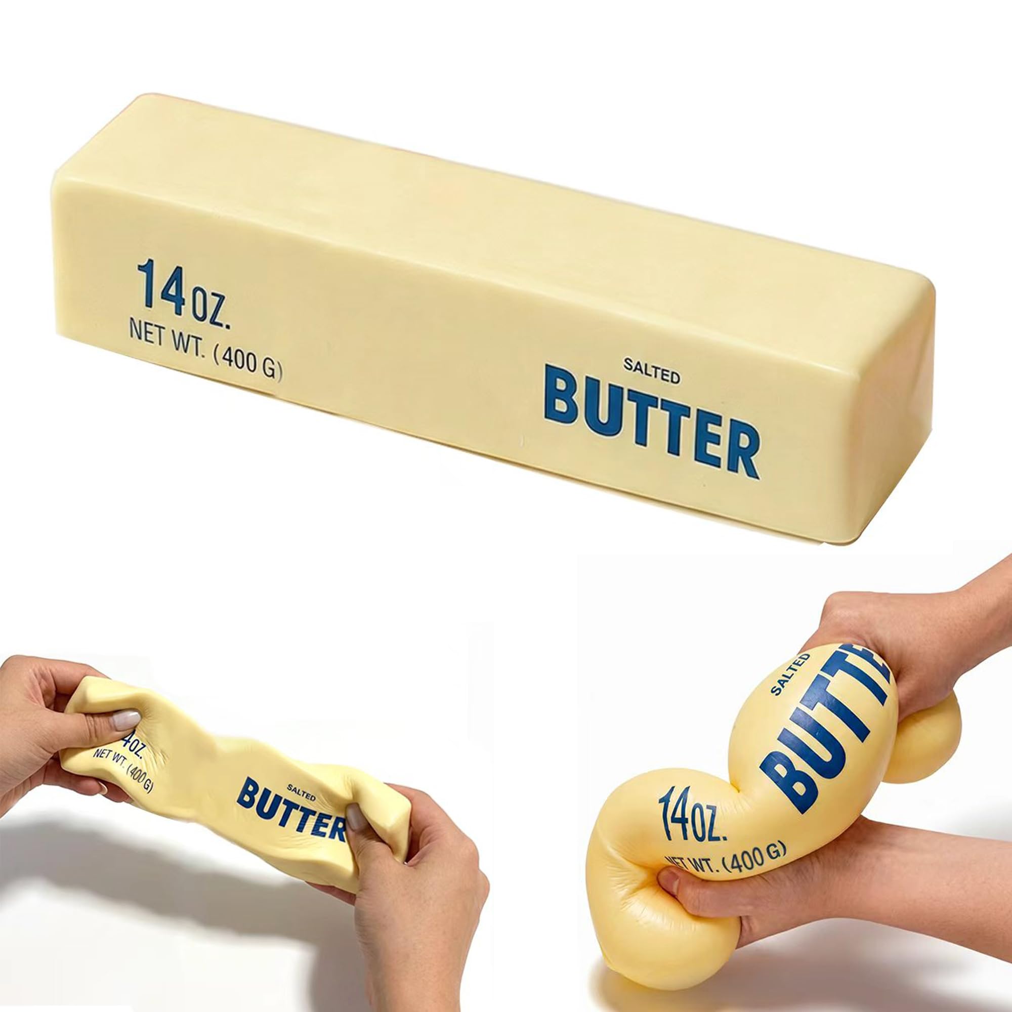 1Pcs Butter Squishy Stress for Adults, Cute Realistic Butter Stick Shape, 9.4 × 2.5 inch Slow Rebound Funny Themed Desk Decor for Office & Home — image 1