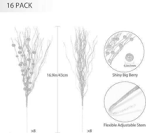 Miniatura 2 de 16 piezas de púas y aerosoles para árbol de Navidad, púas plateadas de Navidad para árbol, decoración de árbol de Navidad, adornos de liquidación,