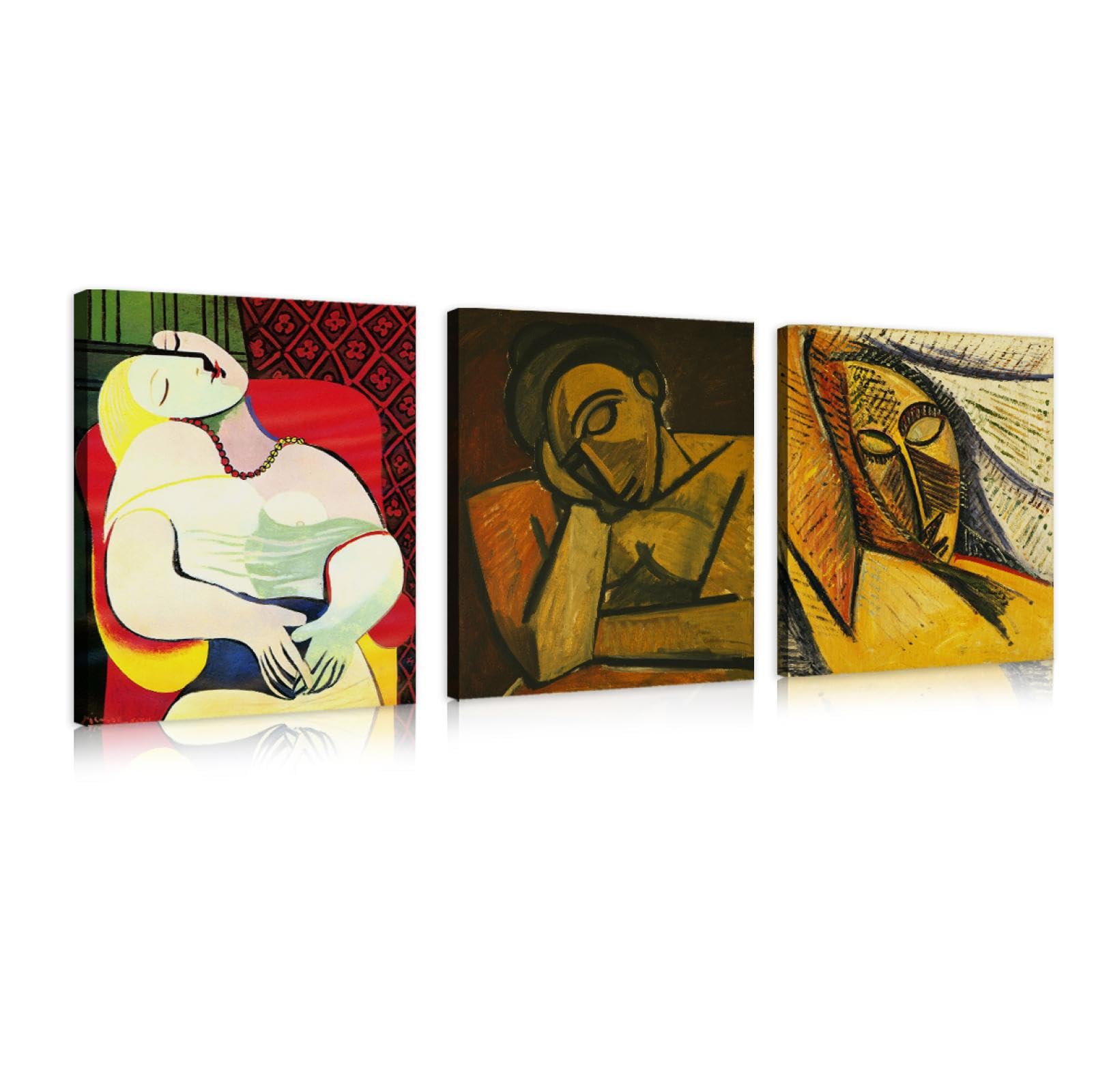 3 piezas de galería de arte de pared picasso conjunto impresiones en lienzo retrato abstracto de mujeres carteles cuadros para la Decor del hogar de la sala de estar 65x85cmx3pcs marco interior