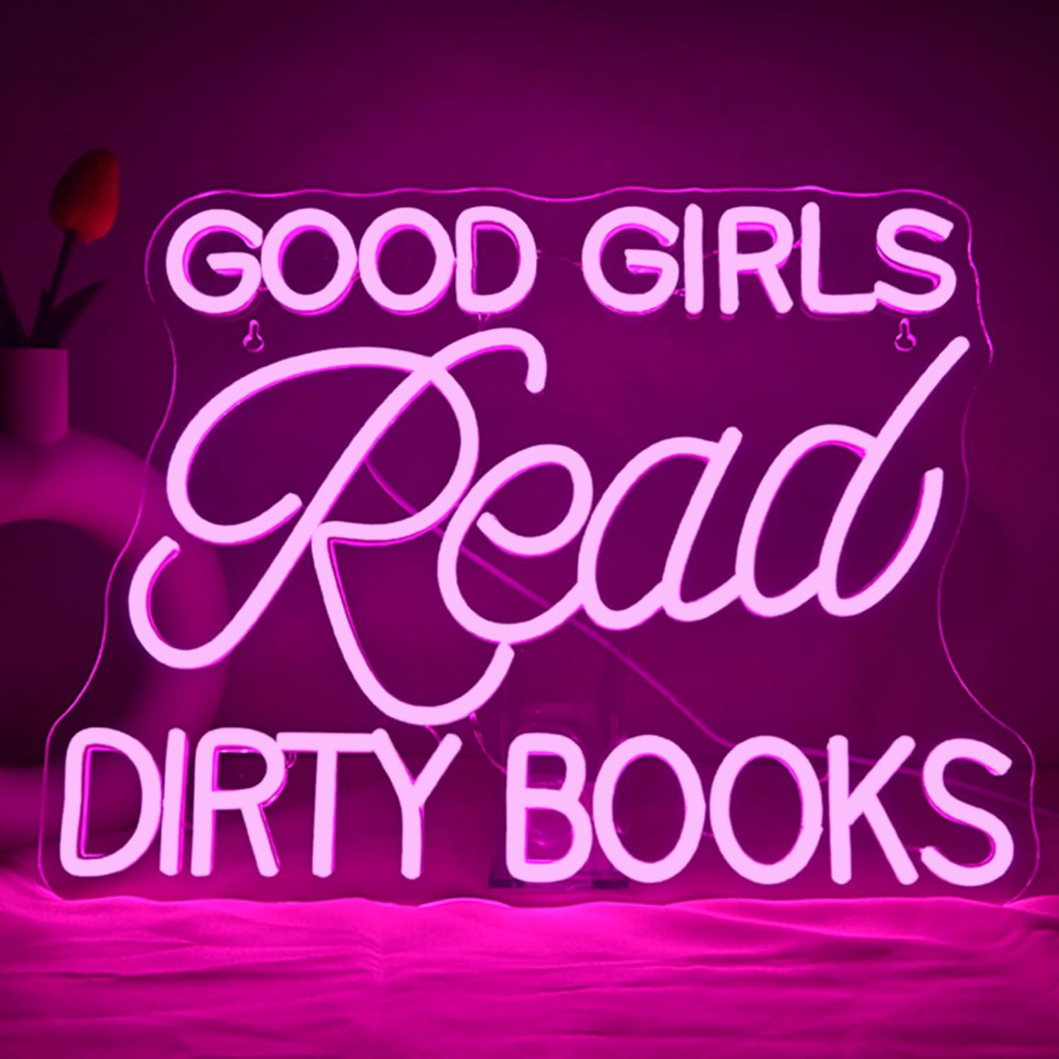 LED Neon Sign for Wall Decor Good Girls Read Dirty Books Neon Light USB Powered Dimmable for Home Book Party Gift Bedroom Book Lover Home Library