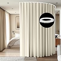 Vista 14 de Cortinas divisoras de habitación, juego de rieles para montaje en el techo, cortinas opacas extra anchas, pistas flexibles para dormitorio, Negro