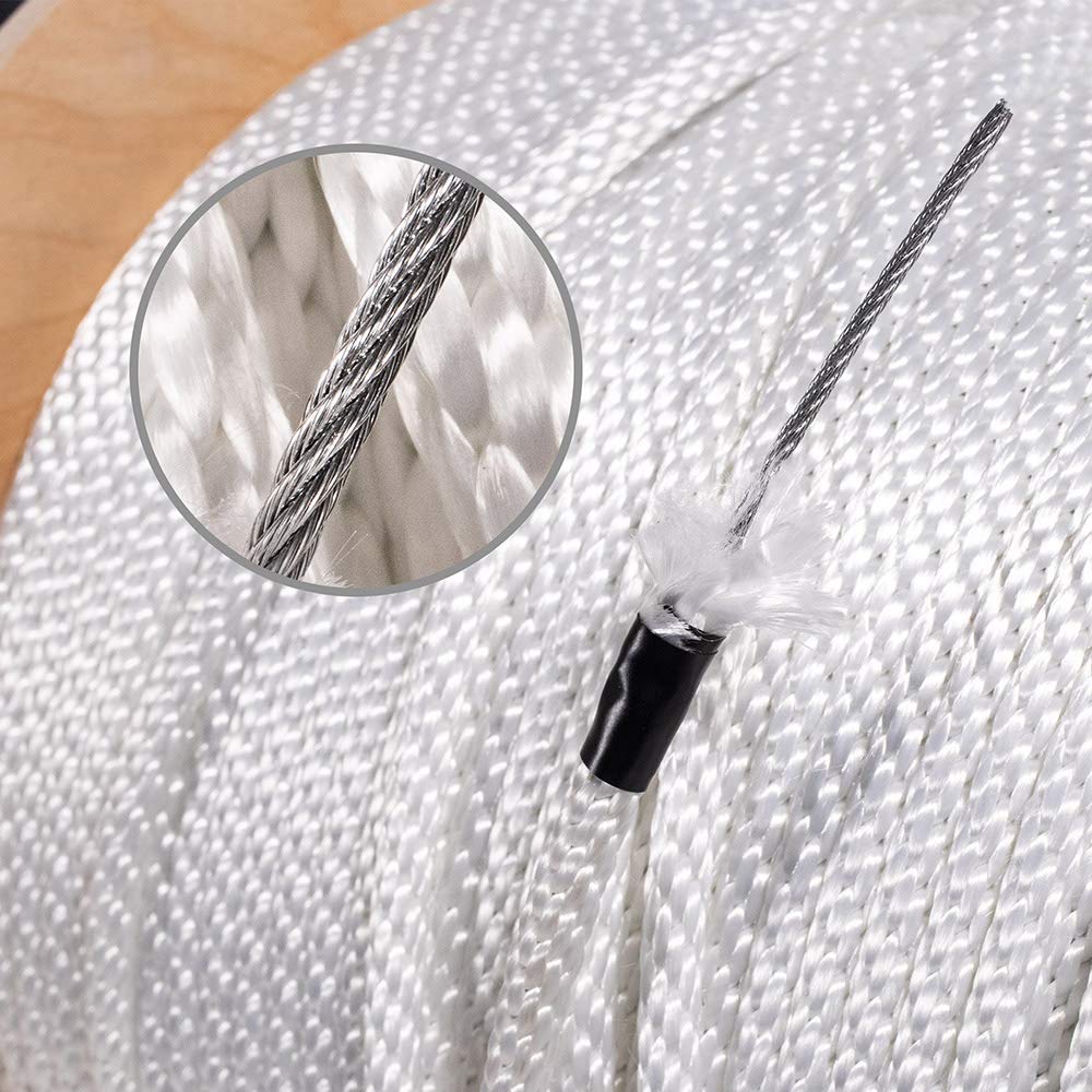 Golberg - Cable de alambre galvanizado trenzado de nailon – Cuerda de ala ala – Núcleo de cable de avión – Alta resistencia a la tracción (5/16 pulgadas x 100 pies) – Marrón
