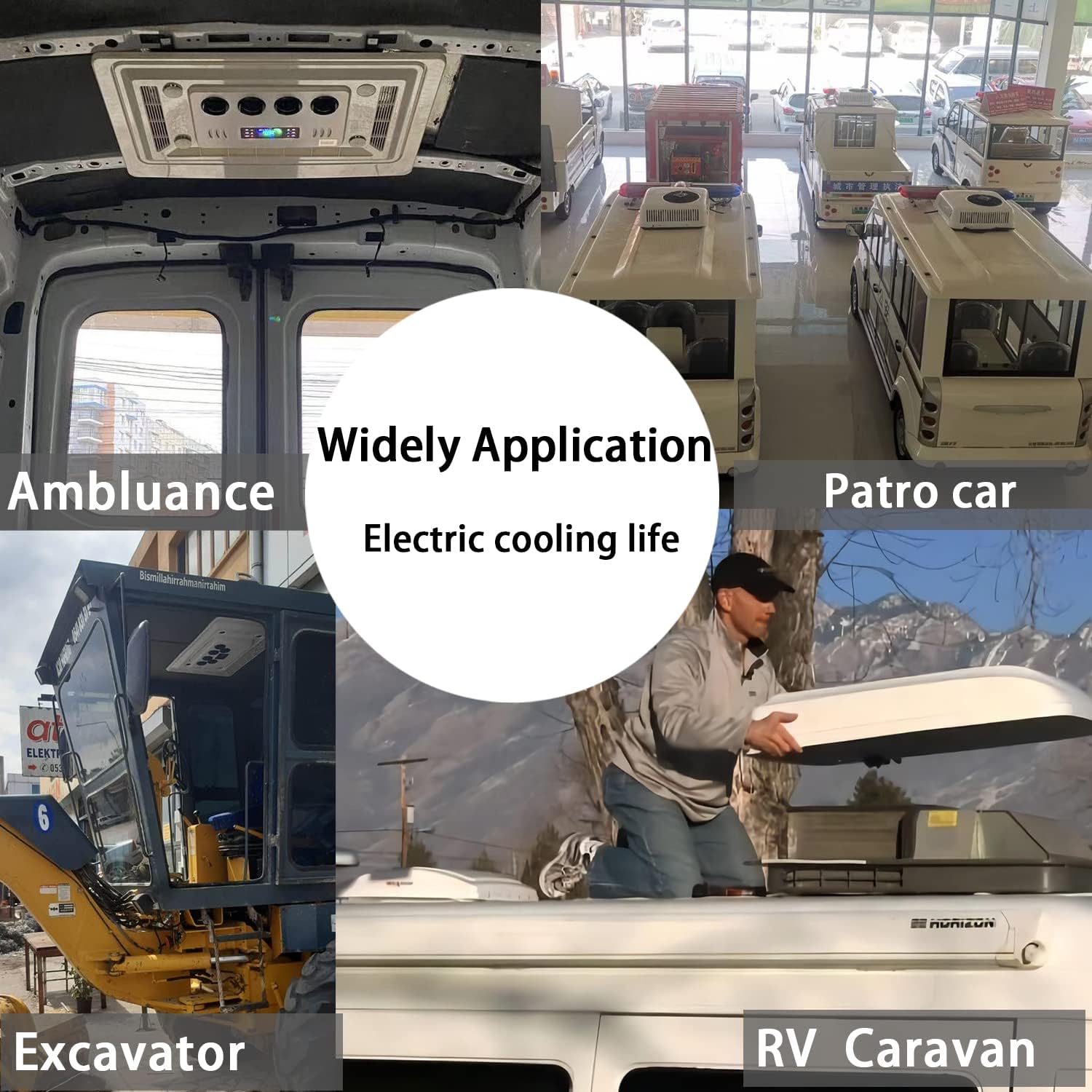 12 Volt Universal Electric Truck RV Rooftop Air Conditioner, 8 hour running Non-Ducted -Quiet AC - Cooling Only |-RV AC Unit - Camper Air Conditioner for RV BUS Truck Vehicle : Automotive