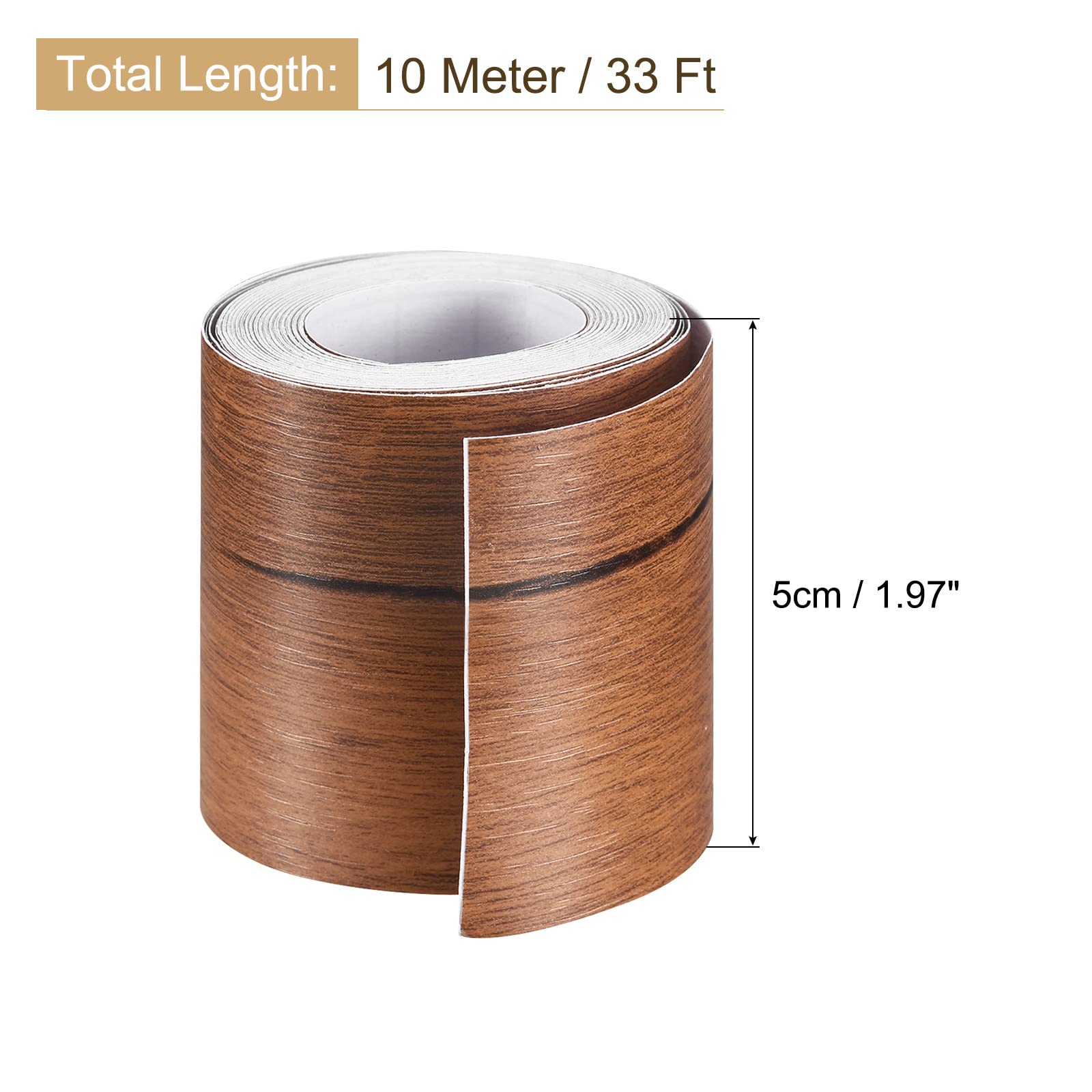 Self-Adhesive Wood Grain Repair Tape – 1.97" X 33 Ft, Black PVC, For Furniture, Walls, Baseboards