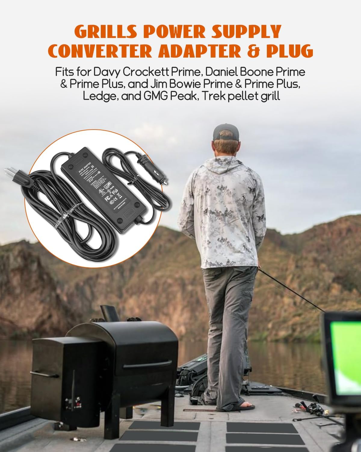 12V Power Supply Converter Adapter Plug Fit for GMG Green Mountain Grill/GMG Peak/Trek Pellet Grill P-1001 P-1012 P-1235 Power Cord Replacement Part