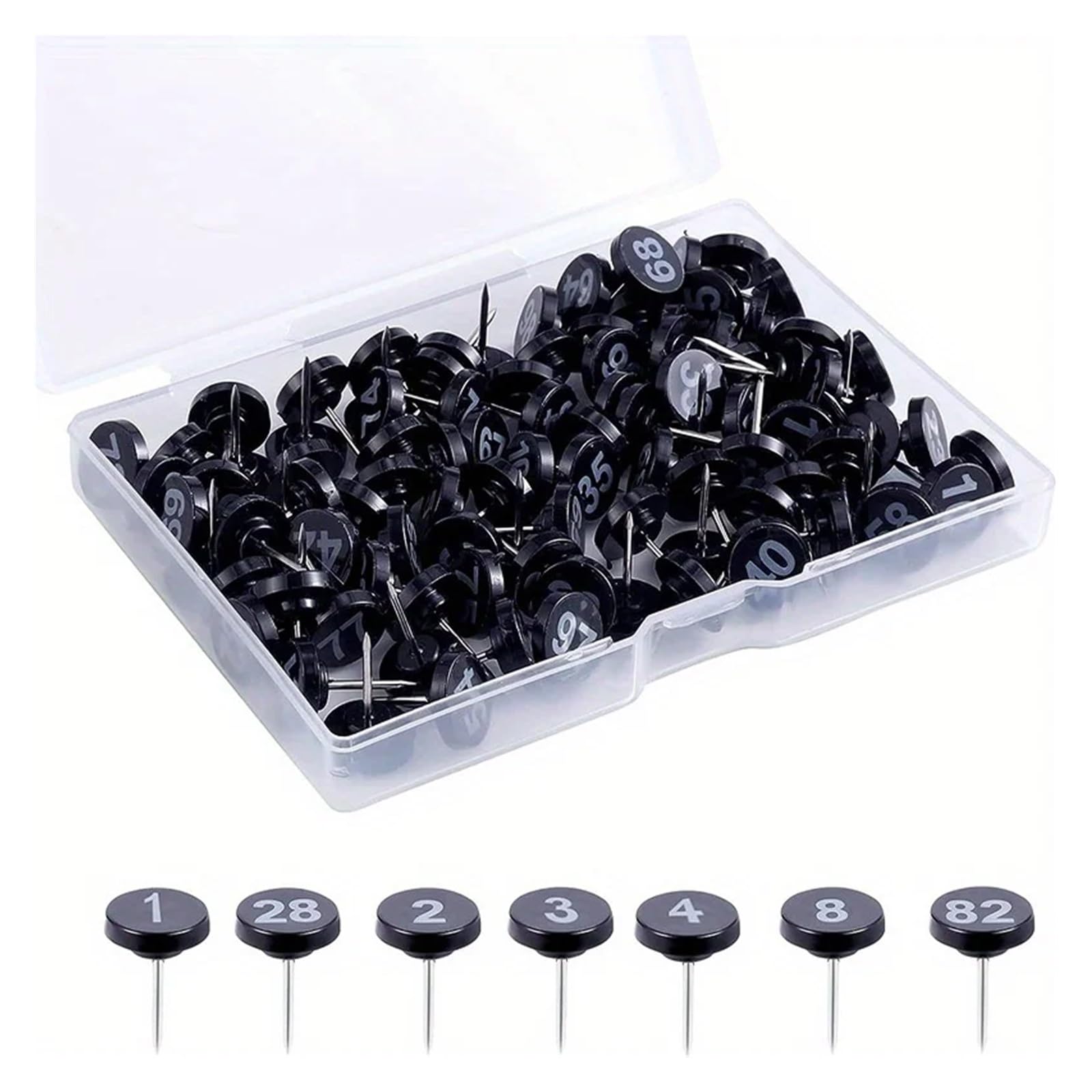 Cute Push Pins 100Pcs/box Transparent/Black Push Pins Thumb Tacks Thumbtack Map Cork Board Pushpins Drawing Photo Wall Studs Office(Black)