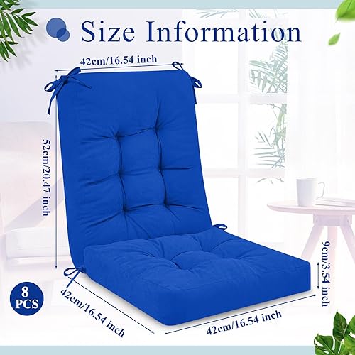 Miniatura 2 de Juexica 4 juegos de cojines de silla de patio al aire libre, cojín de asiento de respaldo alto con botones, cojín de repuesto para silla mecedora,