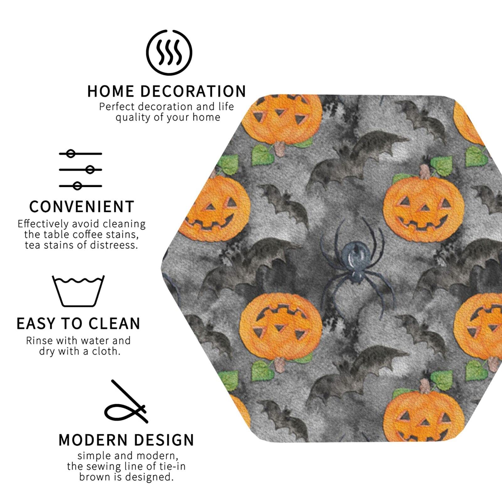 10 Pezzi Sottobicchieri Halloween, Morbido Sottobicchieri Panno in Feltro, Assorbire Acqua, Decorazioni Tavola per Halloween (2 Stili