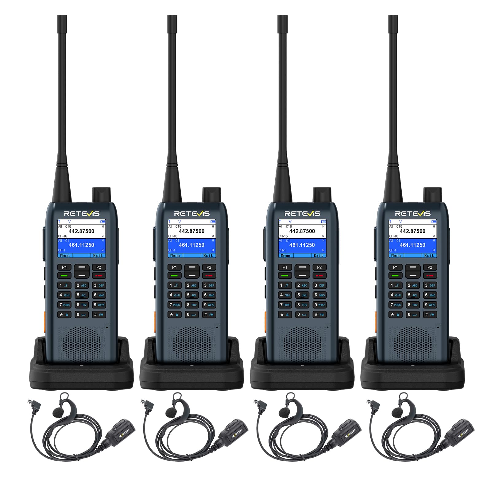 Retevis MateTalk C63 Radiotelefon ze Słuchawką, Zarządzanie Zleceniami Roboczymi – 3 Tryby Połączeń/Wysyłanie SMS-ów, LCD, Dwukierunkowy Radiotelefon do Centrów Handlowych (4 Opakowanie)
