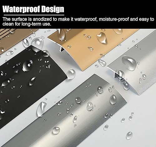 Miniatura 5 de Kunovo Tiras de transición de suelo cortables, tiras de umbral de aluminio para conectar pisos de madera a azulejosalfombraslaminados, tira de borde