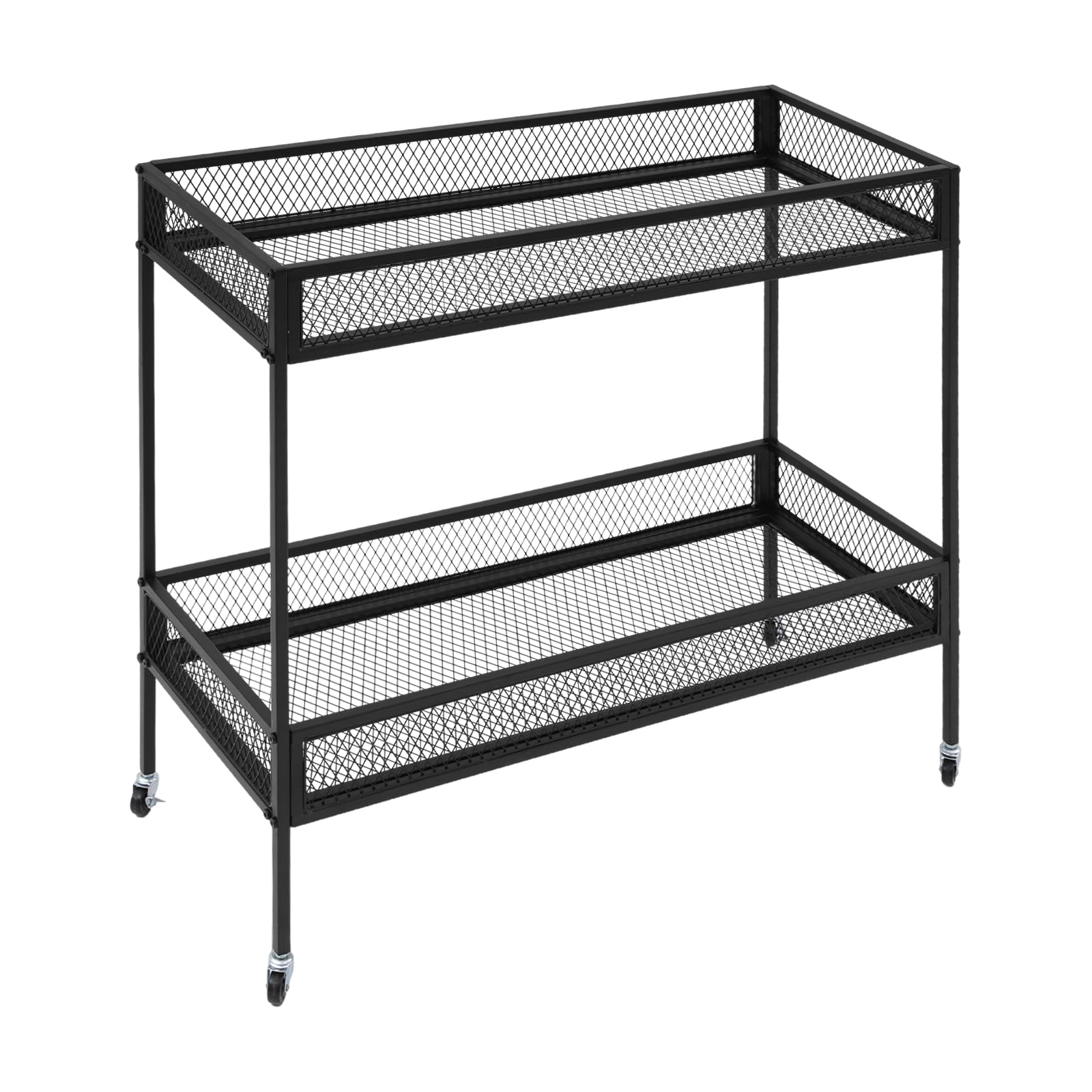Genérico Carro utilitario de Hierro de 2 Niveles con Ruedas, Negro, 102 x 41 x 102,5 cm