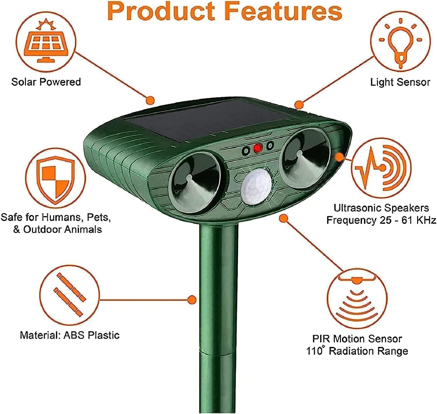 Répulsif Chat Ultrason, Repulsif Chat Solaire & Répulsif Animaux, Étanche Repulsif Chat Exterieur avec Détecteur pour Chats Chiens Souris Ratons Animaux de Jardin