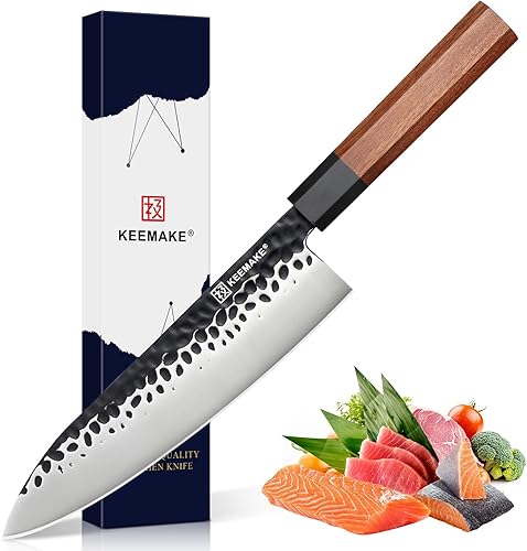 Miniatura 40 de KEEMAKE Cuchillo de pelar japonés de 4.5 pulgadas, cuchillo de cocina pequeño japonés de acero inoxidable 440C, cuchillo de frutas afilado con mango
