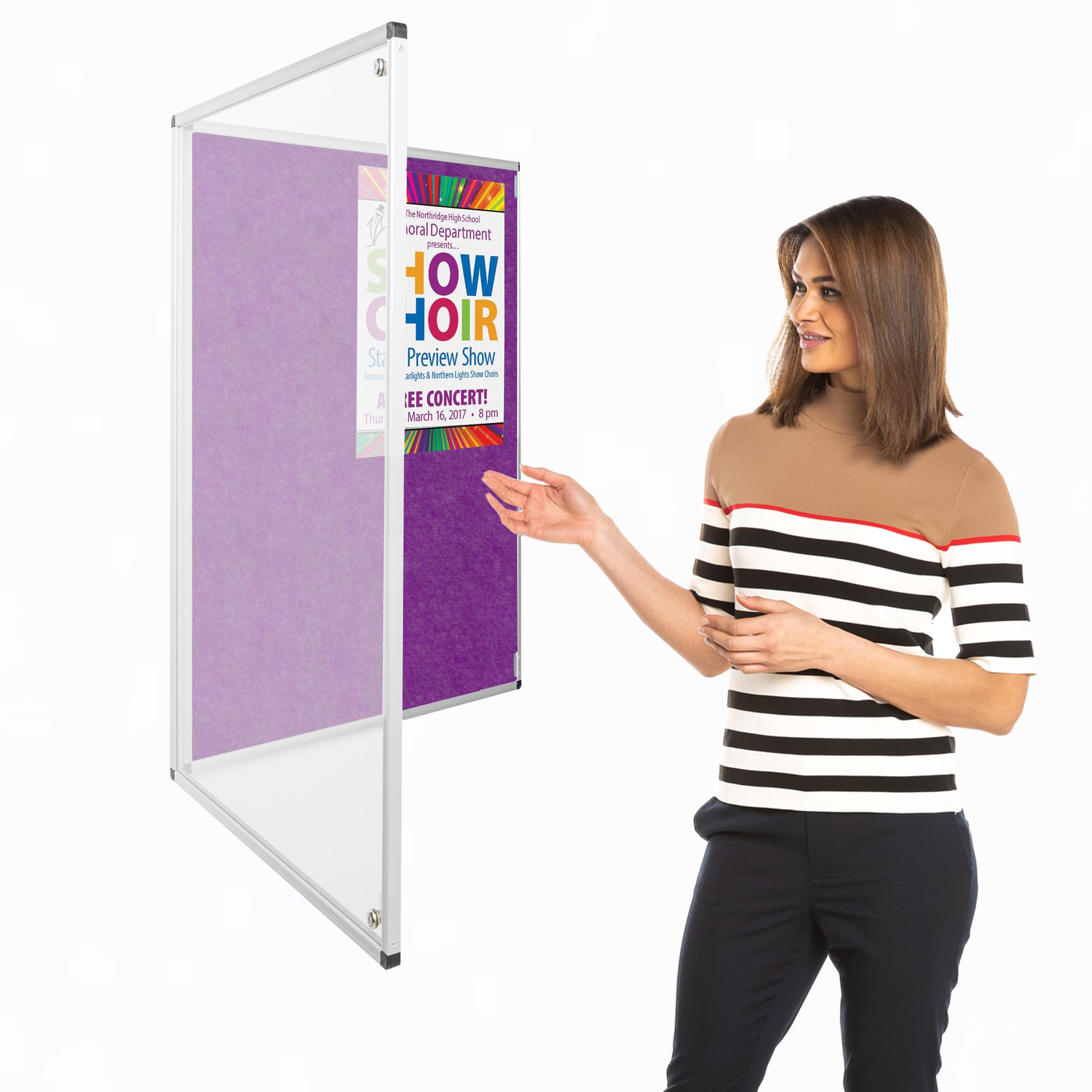 Wonderwall Tamperproof Lockable Notice Board, Purple, 90 x 60 cm, Fire Retardant Pin Board - Choice of 11 Colours - Ideal for Offices, Schools & Public Areas — image 1