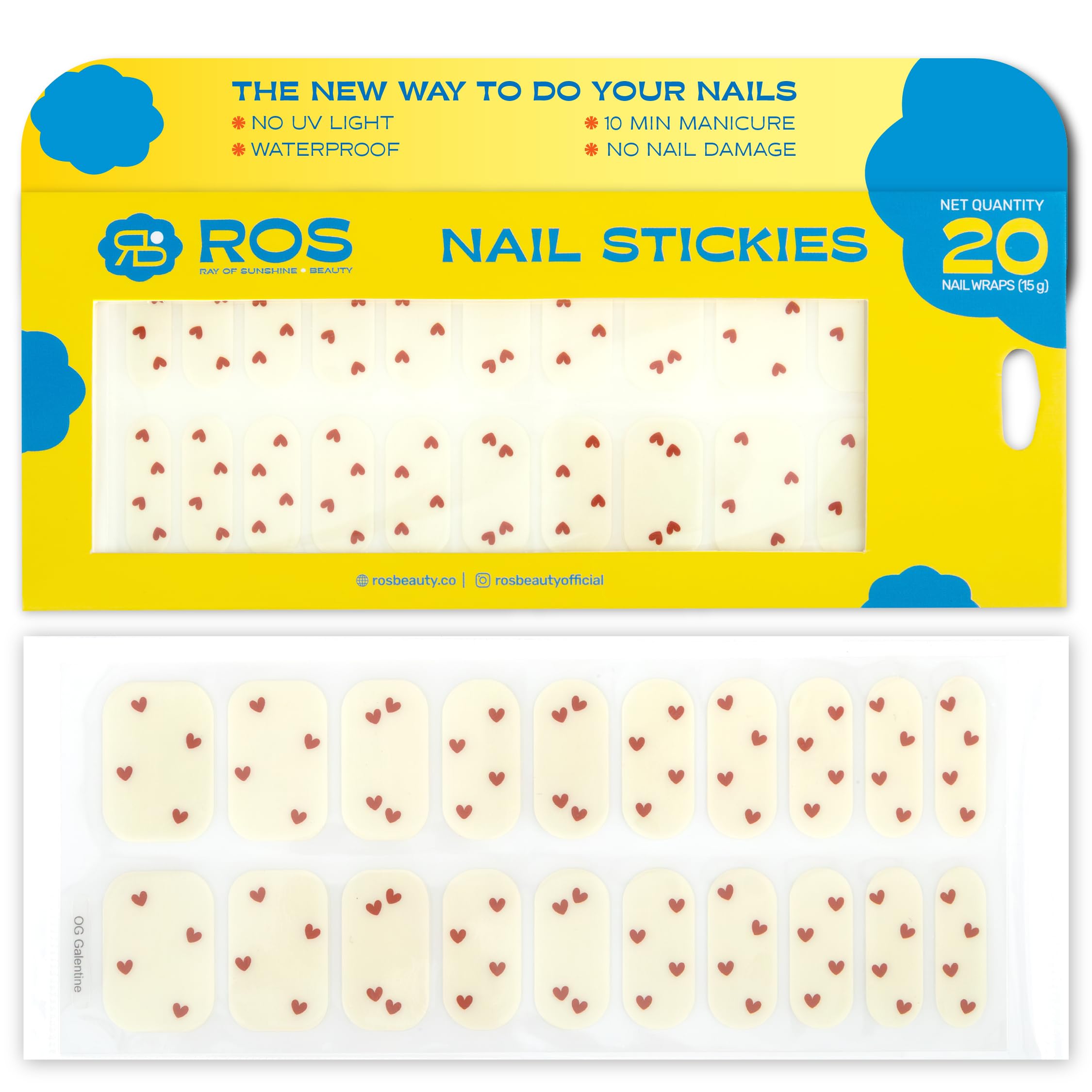 ROS Beauty Nail Stickies | 20 Count | Easy-to-Apply Vibrant Nail Art Stickers | Long-Lasting, Lightweight, & Mess-Free | Effortless DIY Manicure | OG Galentine-picture-40