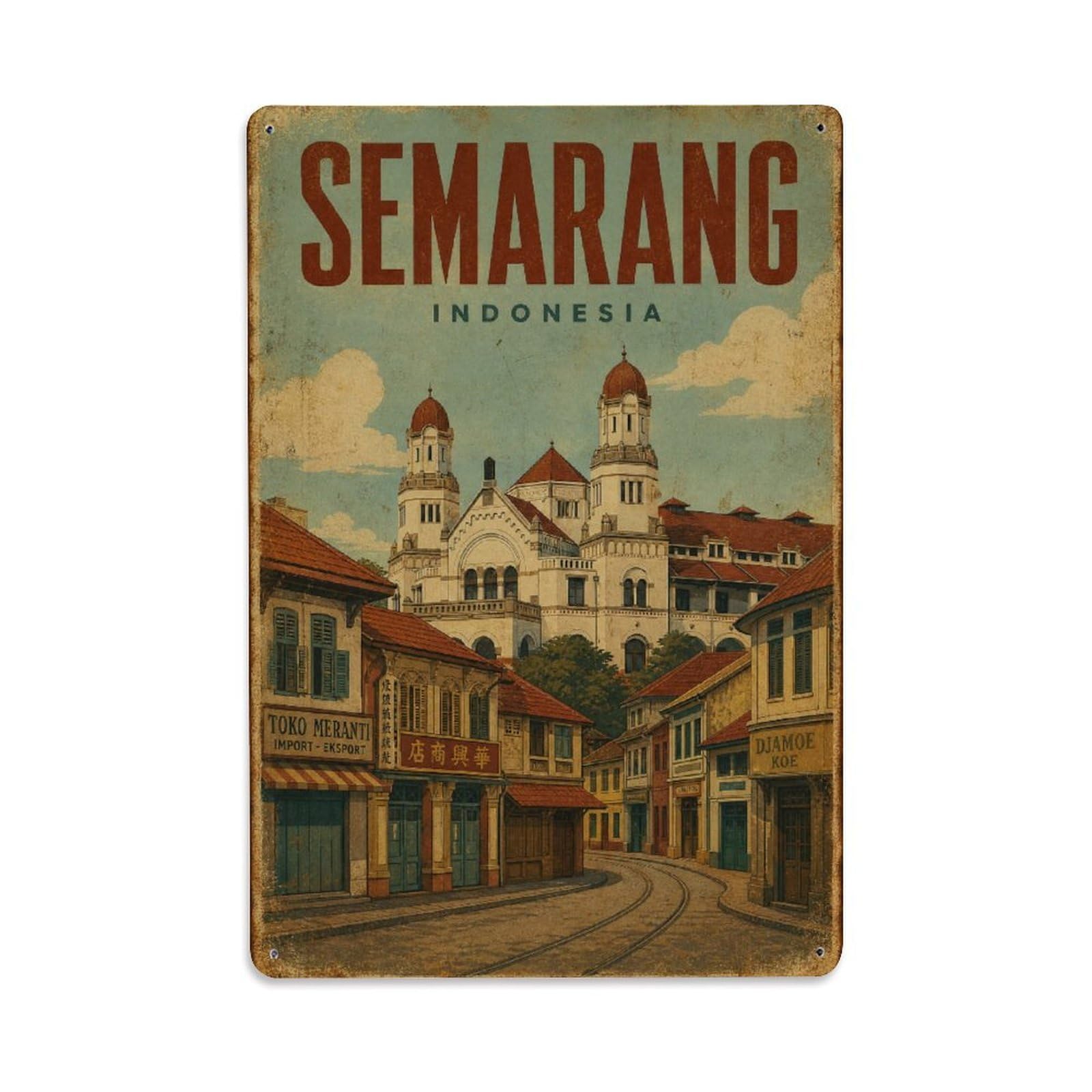 Metal Tin Sign Retro Travel Indonesia Semarang