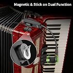 UHF Accordion Wireless Microphone Dual Transmitter, Instrument Mic System with Detachable Magnetic Clip, Piano Guitar Violin Cello Pickup for Stage Performance, Concerts, Recording,196FT