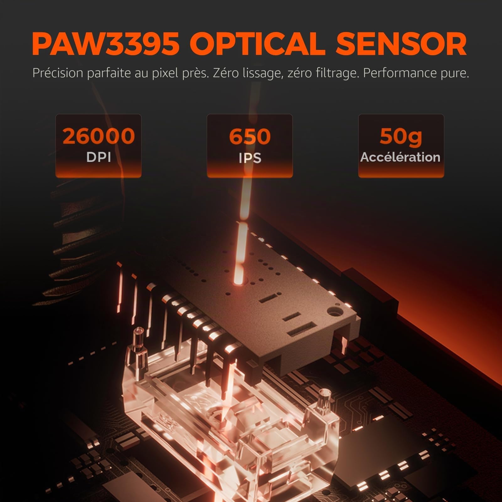 DAREU A950GM 60g Souris Gaming Ultralégère,Capteur Gaming PixArt PAW3395,100 Millions HUANO Gaming Micro Switches,26000 DPI,Recharge Rapide en 30 Minutes,Tri-Mode Souris Gaming pour PC/Mac,Blanche