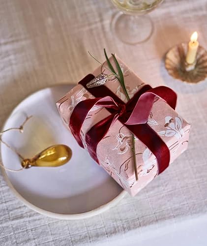 Miniatura 142 de Cinta de terciopelo caqui de 3/8 pulgadas, 25 yardas para árbol de Navidad, envoltura de regalos, ramo de flores, decoraciones de corona